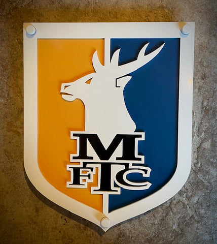 Mansfield Town FC White Yellow, Blue & Black Steel Wall Shields