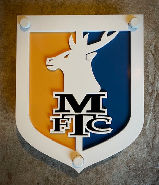 Mansfield Town FC White Yellow, Blue & Black Steel Wall Shields
