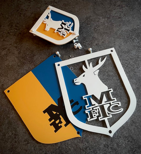 Mansfield Town FC White Yellow, Blue & Black Steel Wall Shields