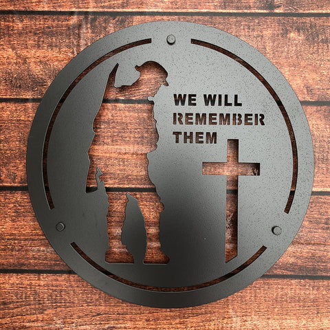 Military Black Wall Panel 'We Will Remember Them'