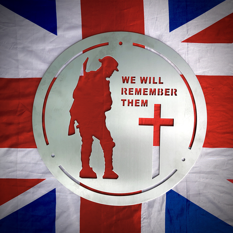 Military Stainless Steel Wall Panel 'We Will Remember Them'