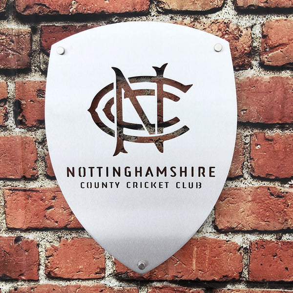 Nottinghamshire County Cricket Club Large Stainless Steel Wall Shield