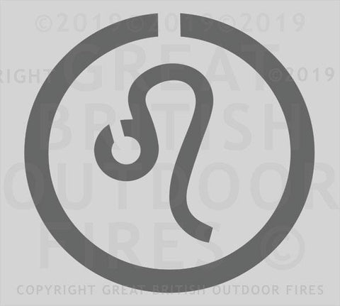 "This design features the symbolic Leo zodiac sign within a circular border."