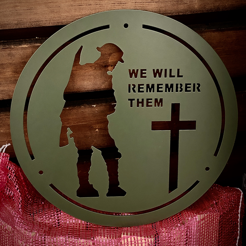 Military Army Green Wall Panel 'We Will Remember Them'