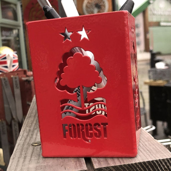 Nottingham Forest Steel Pen Holder in Red or Brushed Stainless Steel