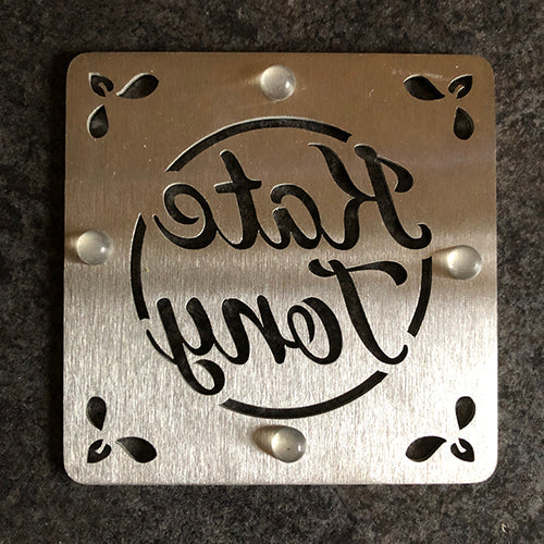 Four Coasters & Caddy Storage Set | Stainless Steel | Personalised