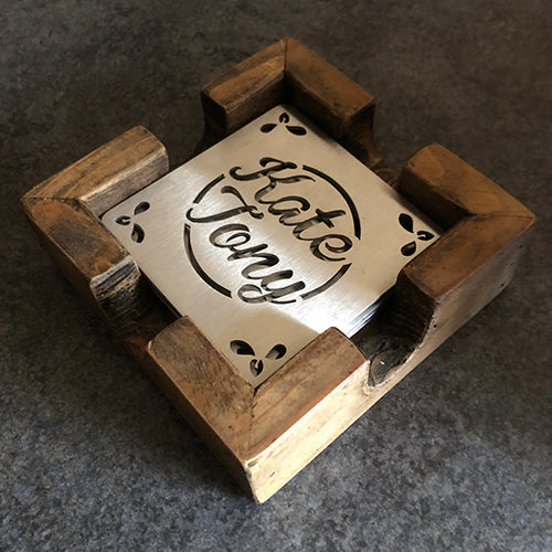 Robin Hood 10cm Stainless Steel Square Coaster Drink Mat