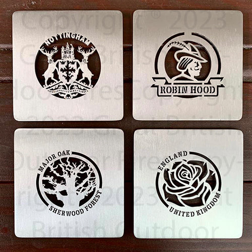 Robin Hood 10cm Stainless Steel Square Coaster Drink Mat