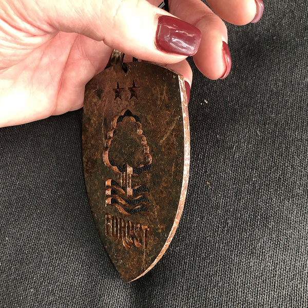 Nottingham Forest Corten Hanging Ornament (Shield, Steel, 7.5x10cm)