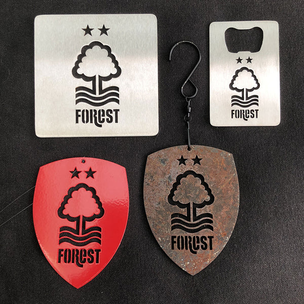 Nottingham Forest Corten Hanging Ornament (Shield, Steel, 7.5x10cm)