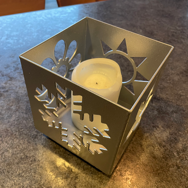 Silver Steel Christmas Candle Holder featuring Spring Summer Autumn and Winter