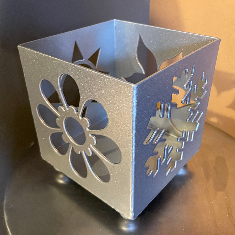 Silver Steel Christmas Candle Holder featuring Spring Summer Autumn and Winter