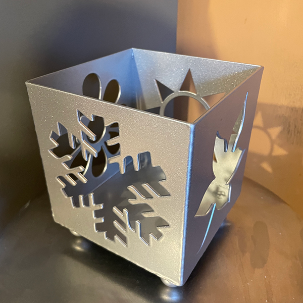 Silver Steel Christmas Candle Holder featuring Spring Summer Autumn and Winter