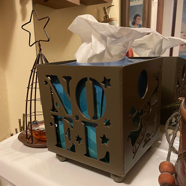 Bronze Steel Christmas Candle Holder featuring a Snowman, Noel, Christmas Tree and Santa