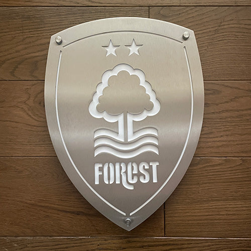 Nottingham Forest Football Club Wall Shield | Stainless Steel With White Backing