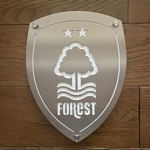 Nottingham Forest Football Club Wall Shield | Stainless Steel With White Backing