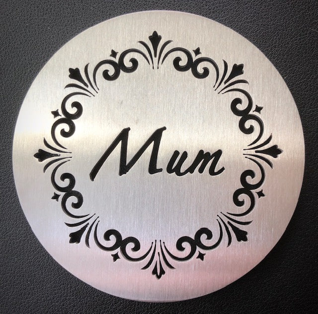 Mum Stainless Steel Round Coaster