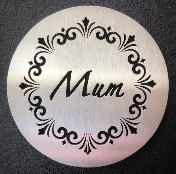 Mum Stainless Steel Round Coaster