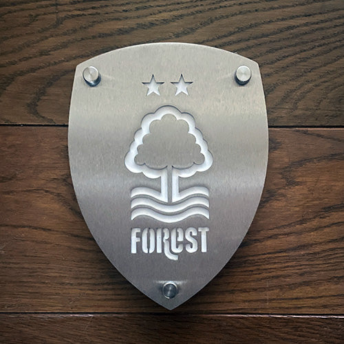 Nottingham Forest Football Club Wall Shield | Stainless Steel With White Backing