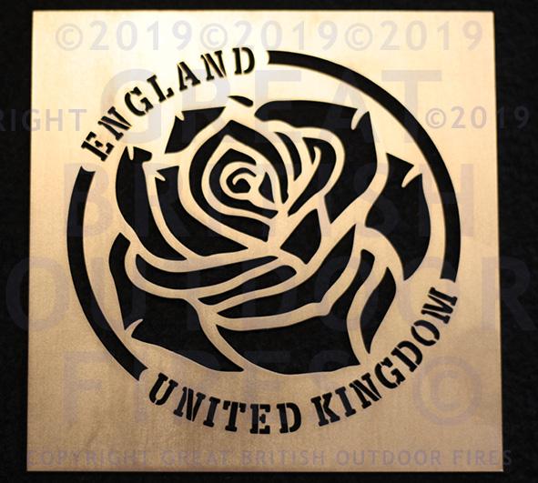 English Rose (with Stem) in Circular Border with England & United Kingdom