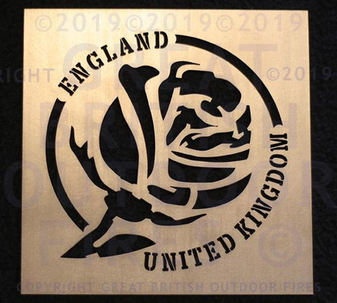 English Rose (with Stem) in Circular Border with England & United Kingdom