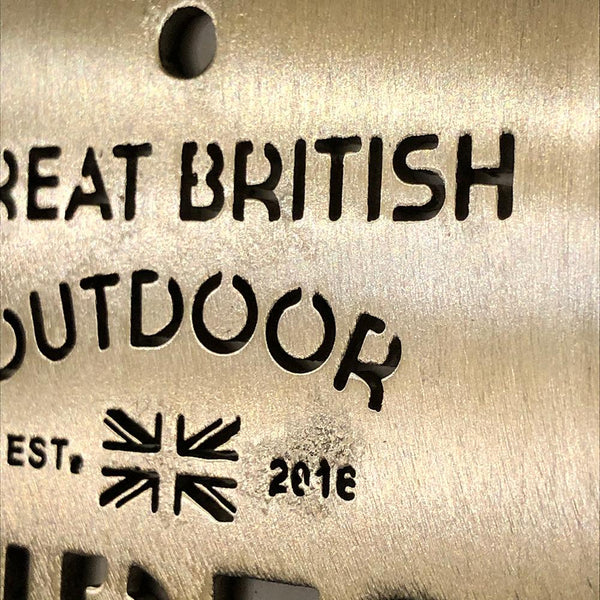 Laser cut stainless steel, credit-card sized bottle opener by Great British Outdoor Fires