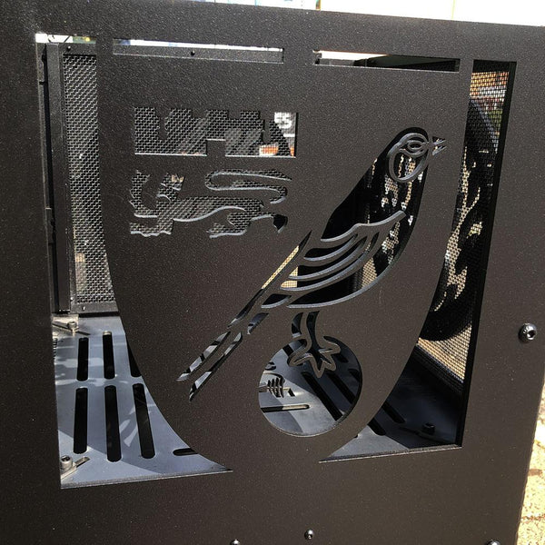 Norwich Football Club Fire Pit panel with black powder coating