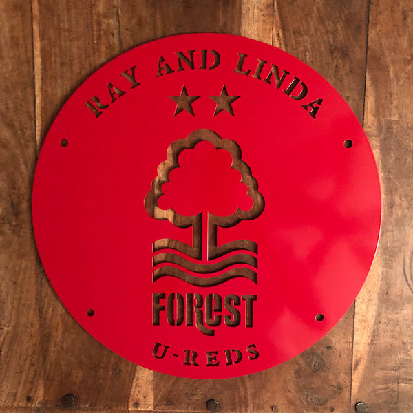 Nottingham Forest Personalised Small | Med | Large Red or Stainless Steel Wall Panels