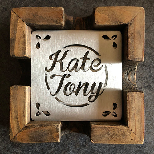 Coasters Personalised Set of 4 and Caddy Set