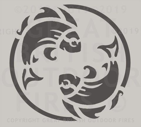 "This design features the pictorial Pisces zodiac sign within a circular border."
