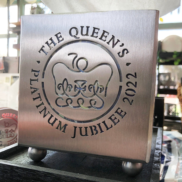 Queen's Platinum Jubilee Stainless Steel 129mm Candle/Tissue/Plant Holder