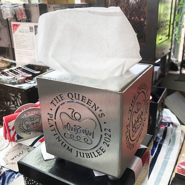 Queen's Platinum Jubilee Stainless Steel 129mm Candle/Tissue/Plant Holder