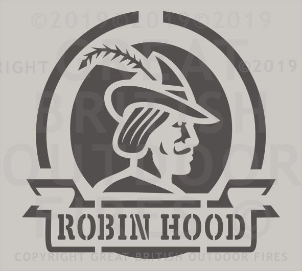 "This design is a head & shoulders silouette of Robin Hood with his name below it."