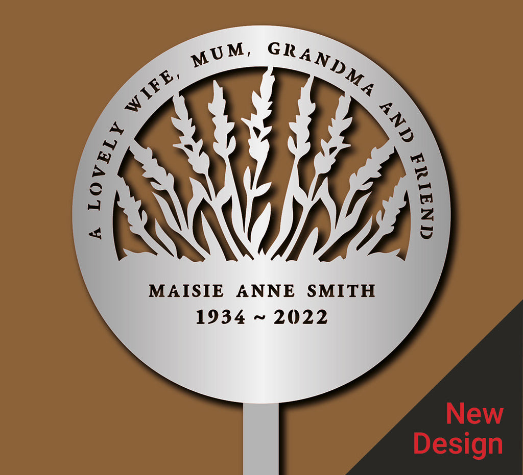 Personalised Stainless Steel Lavender Memorial On A Spike | 20x60cm or 25x64cm