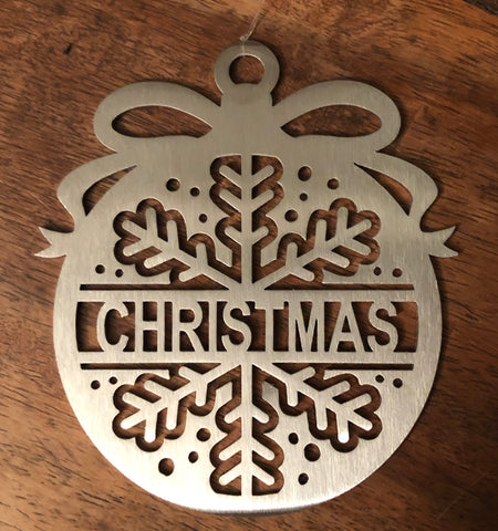 Christmas Bauble Red or Stainless | 7.6x8.5cm