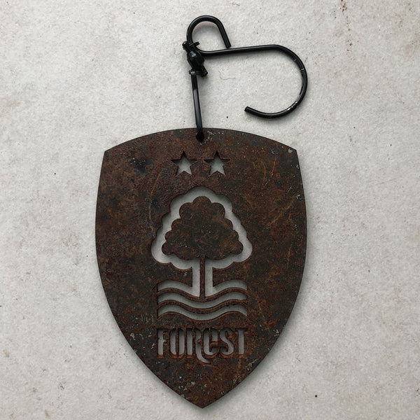 Nottingham Forest Corten Hanging Ornament (Shield, Steel, 7.5x10cm)