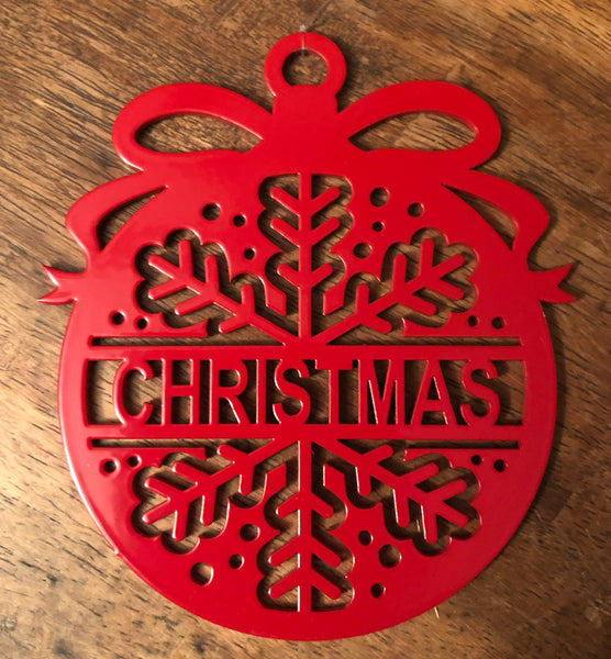 Christmas Bauble Red or Stainless | 7.6x8.5cm
